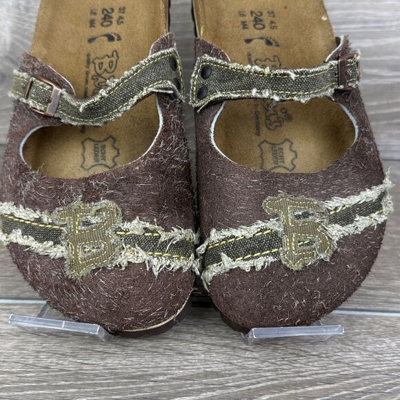 Birkenstock Birki’s Maria Women’s Sz 6/EU 37 Brown Olive Denim Slip On Mules - Picture 11 of 12